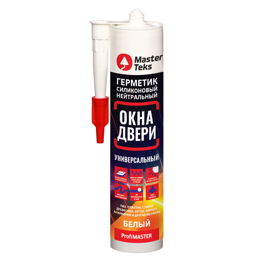 Герметик силиконовый MasterTeks нейтральный для окон и дверей белый 280 мл STLM-2017406