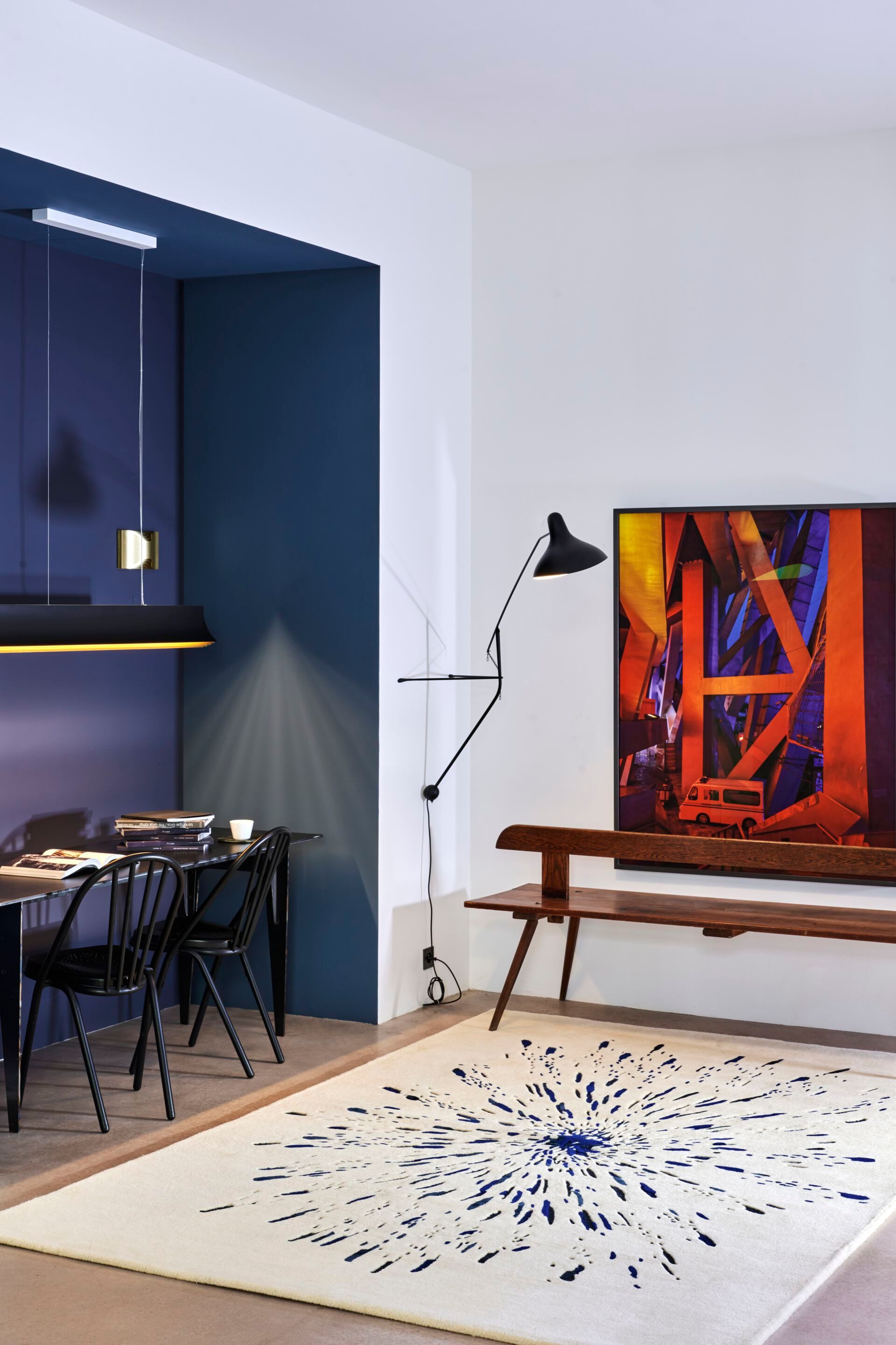 Шерстяной ковер ручной работы Toulemonde Bochart PAINT BLANC BLEU ARCH-00145568