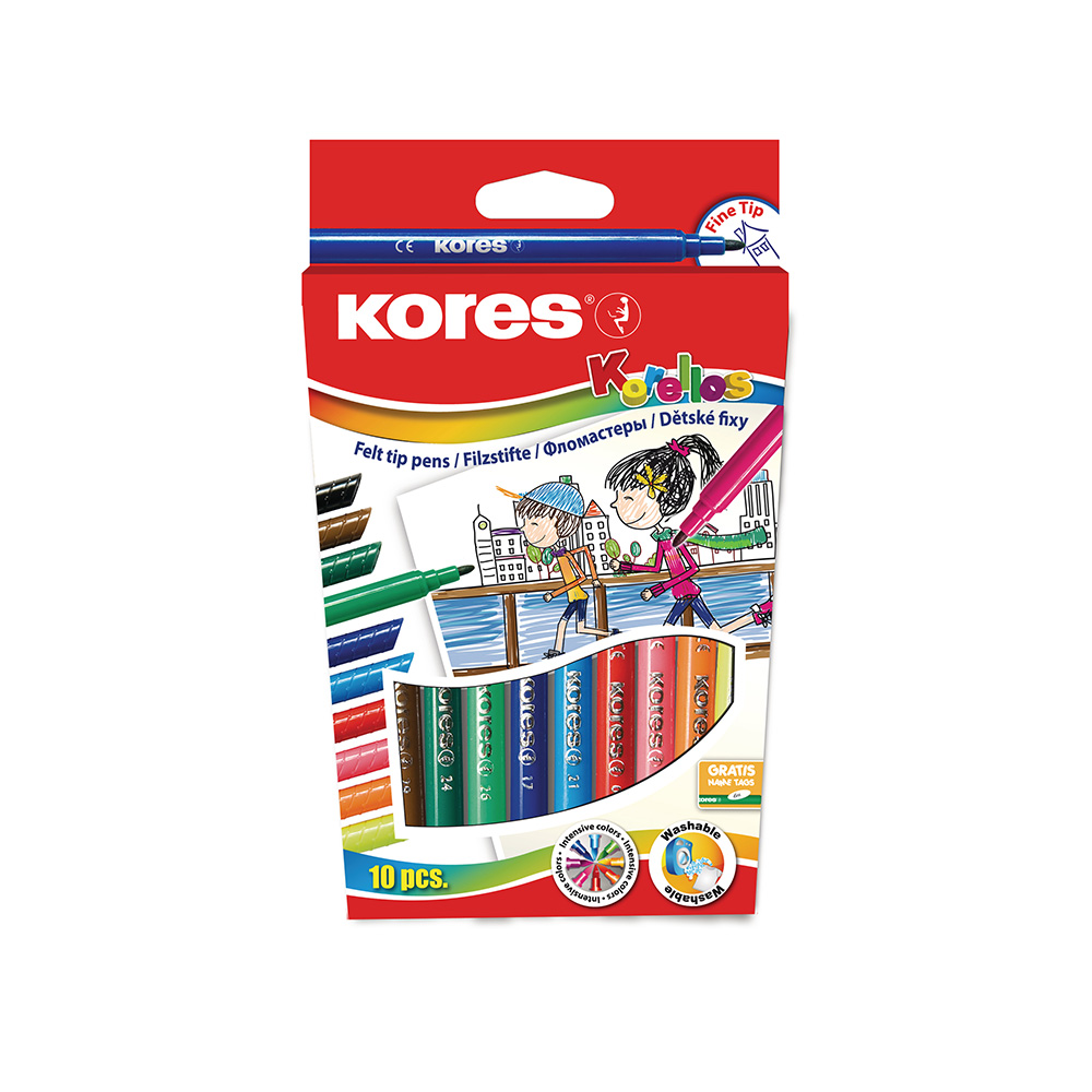 313358 Фломастеры с вентилируемым колпачком 12 цв Kores 