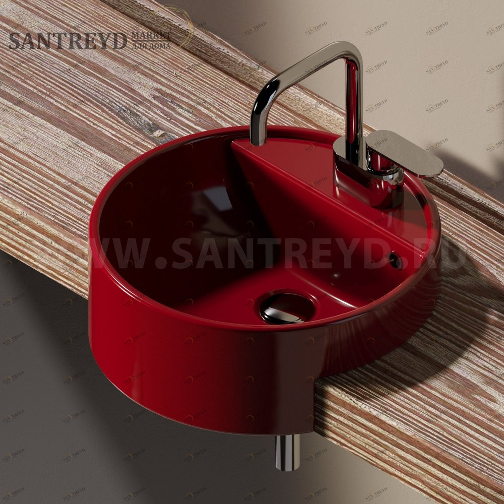 5054-42.3011 Полувстраиваемая раковина консольная 50 см красная Flaminia Twin Ceramica Flaminia 5054423011