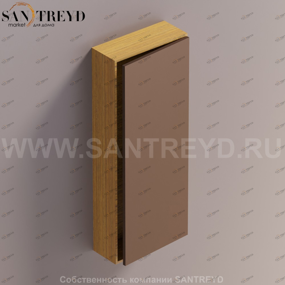 LIFT Модульный шкаф 100 см с правой дверью на доводчиках. Модули могут располагаться горизонтально и вертикально. Отделка: тик и темная бронза. AMOB053BRPTDX Agape