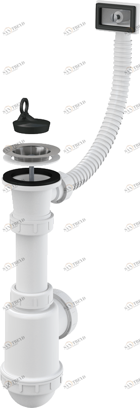 Сифон для мойки с нержавеющей решеткой DN70 и гофропереливом ALCAPLAST A444DN5040