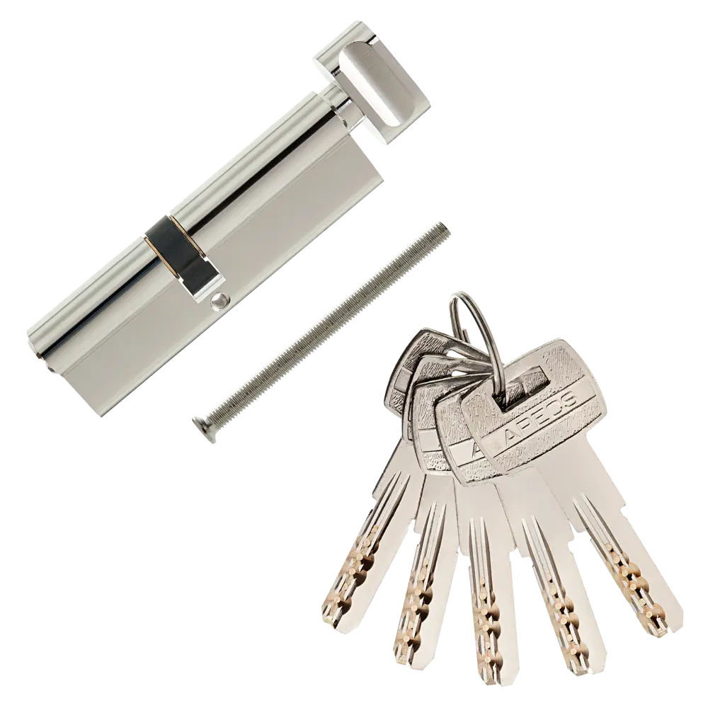 Цилиндр Apecs SM-100(45/55C)-C-NI, 45x55 мм, ключ/вертушка, цвет никель ЦИЛИНДР APECSSM-100(45/55C)-C-NI КЛ-ВЕРТ STLM-2002288 - Вид №1