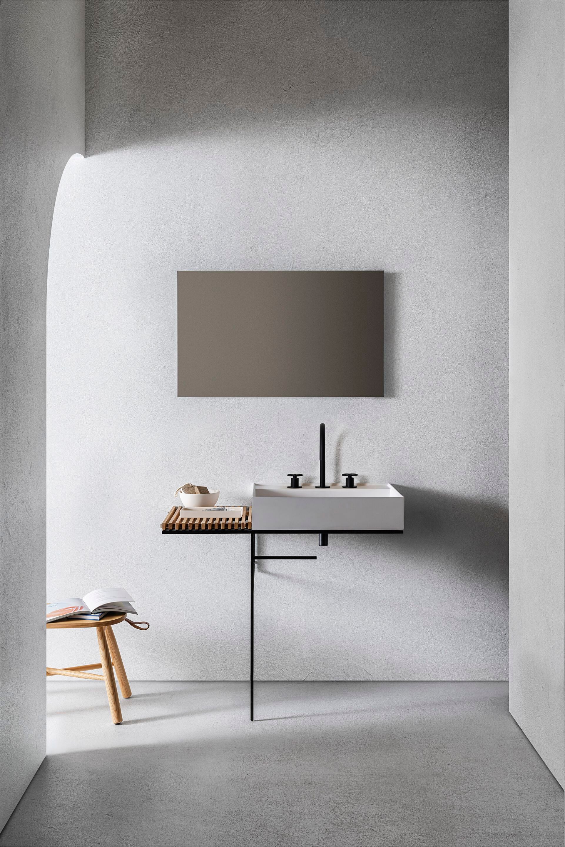 Одиночный подвесной прямоугольный умывальник из композитного материала Pirovano Element ARCH-00029391 - Вид №1