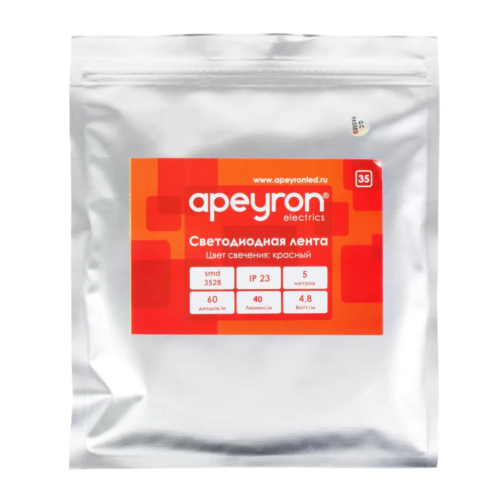 Светодиодная лента smd 3528 4.8Вт/60LED/м свет красный IP23 APEYRON STLM-2208972 - Вид №2