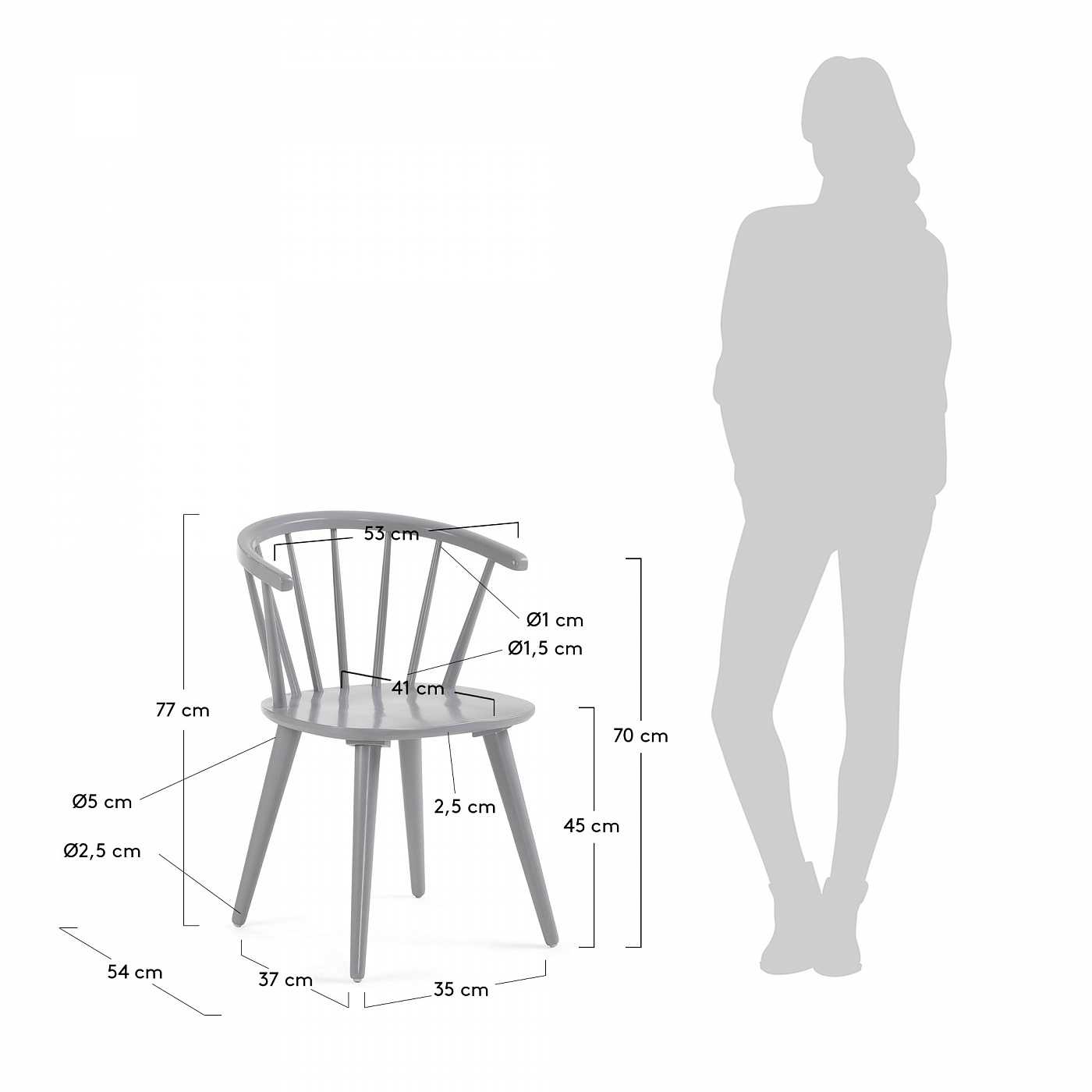 054236 Стул светло-серый La Forma Krise  - Вид №3