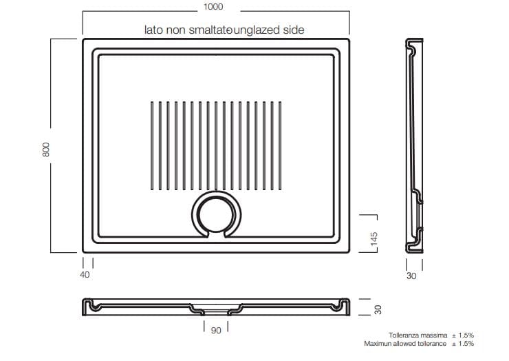 Керамический прямоугольный нескользящий поддон для душа TAMANACO CERAMIC 30 WHITE GLOSSY ARCH-00136845 - Вид №5