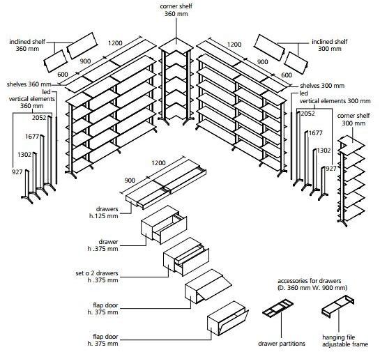 Alias Модульный открытый книжный шкаф из алюминия Aline sun-id-1366514 - Вид №5
