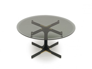 Круглый стеклянный журнальный столик
