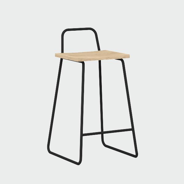 Барный стул с деревянным сиденьем черный Bauhaus WOODI  00-3966221 Черный  - Вид №4