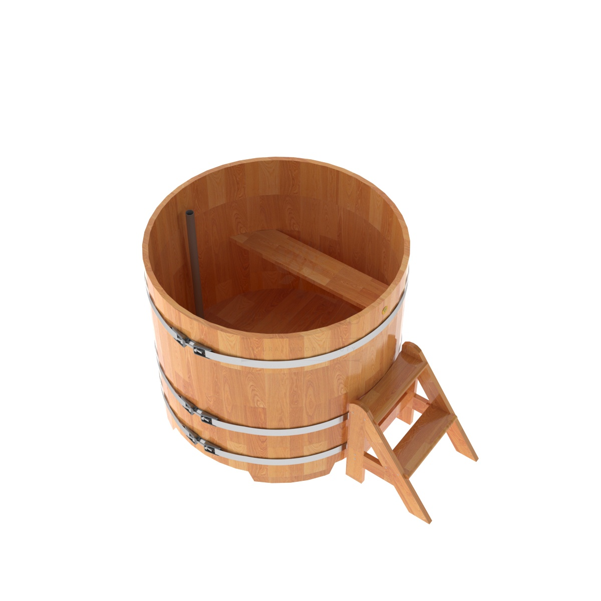 1501 Купель круглая из сращенных ламелей лиственницы d=1,17х1,0 натуральная Alyarus  - Вид №1