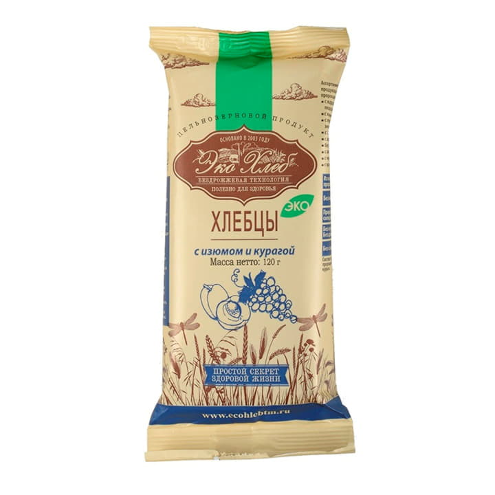 Хлебцы бездрожжевые с изюмом и курагой Эко Хлеб 120 г Santreyd 13135 - Вид №1