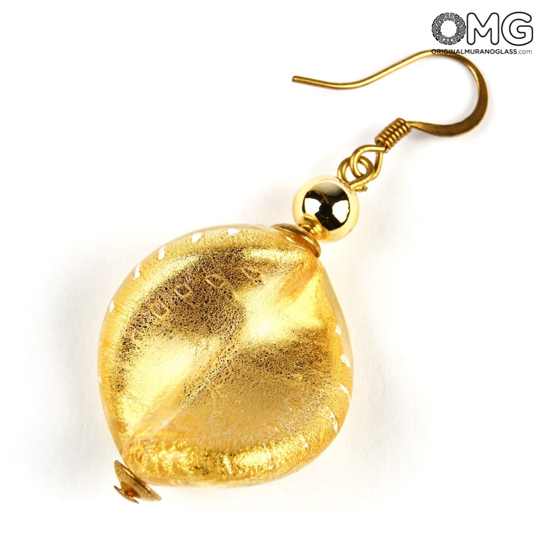 2984 ORIGINALMURANOGLASS Серьги Камни Озера - золото - Original Murano Glass OMG 2 см  - Вид №1
