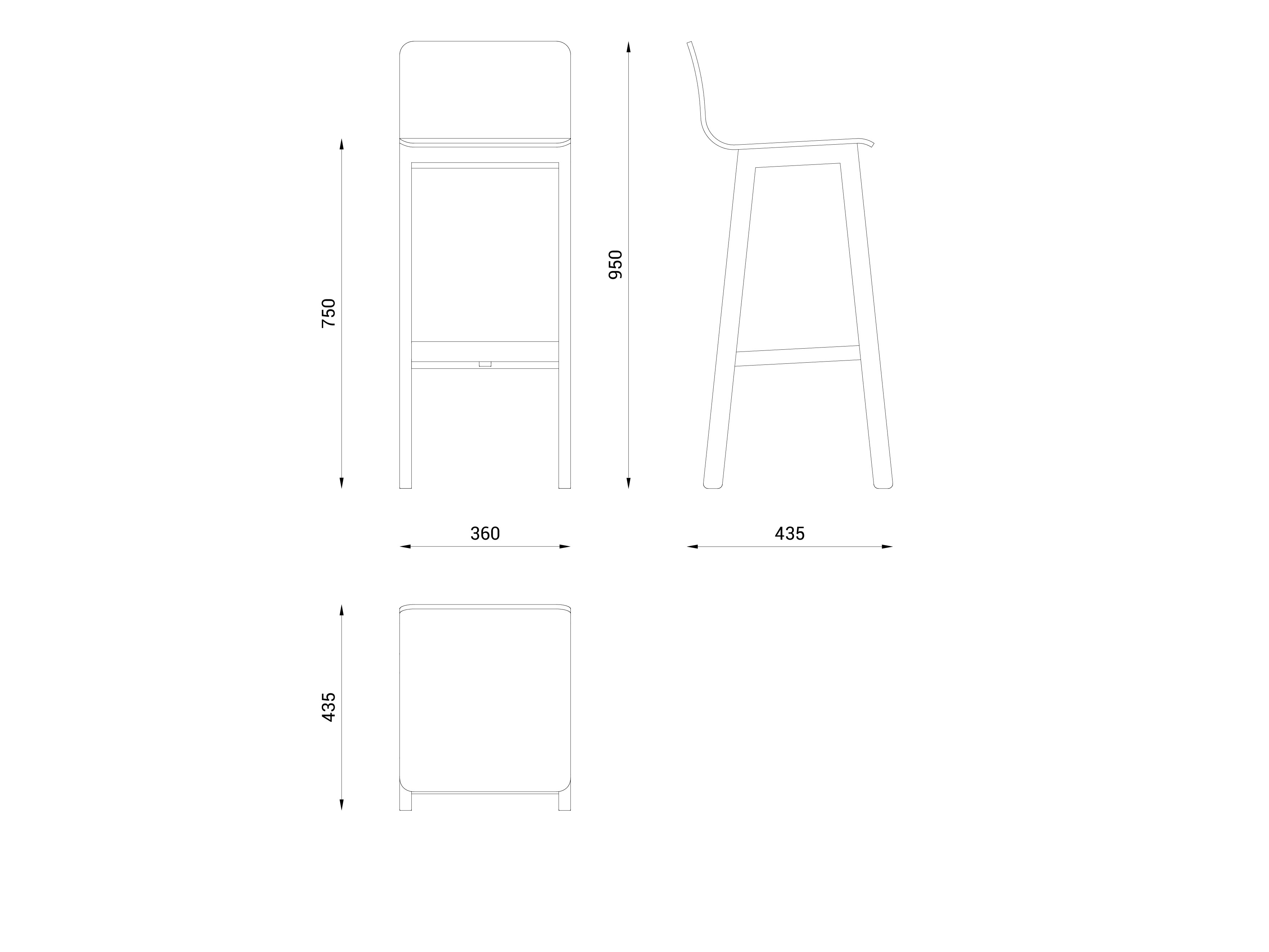Высокий стул с тканевой подкладкой Askia версия 3 ARCH-00058422 - Вид №2