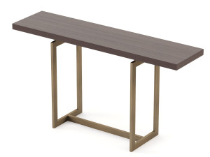 Лакированная прямоугольная консоль из латуни и дерева