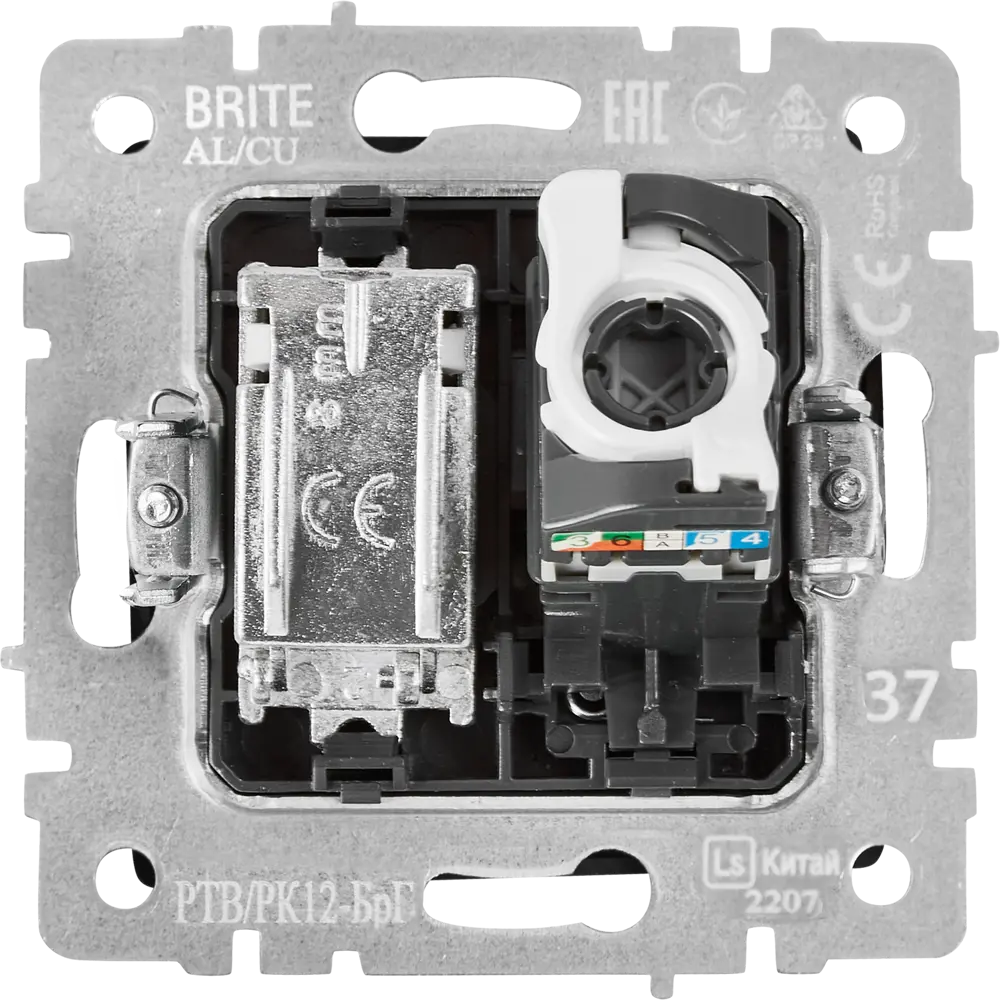 Розетка TV IEK Brite для скрытого монтажа с подключением RJ45 87761612 STLM-1111484 - Вид №3