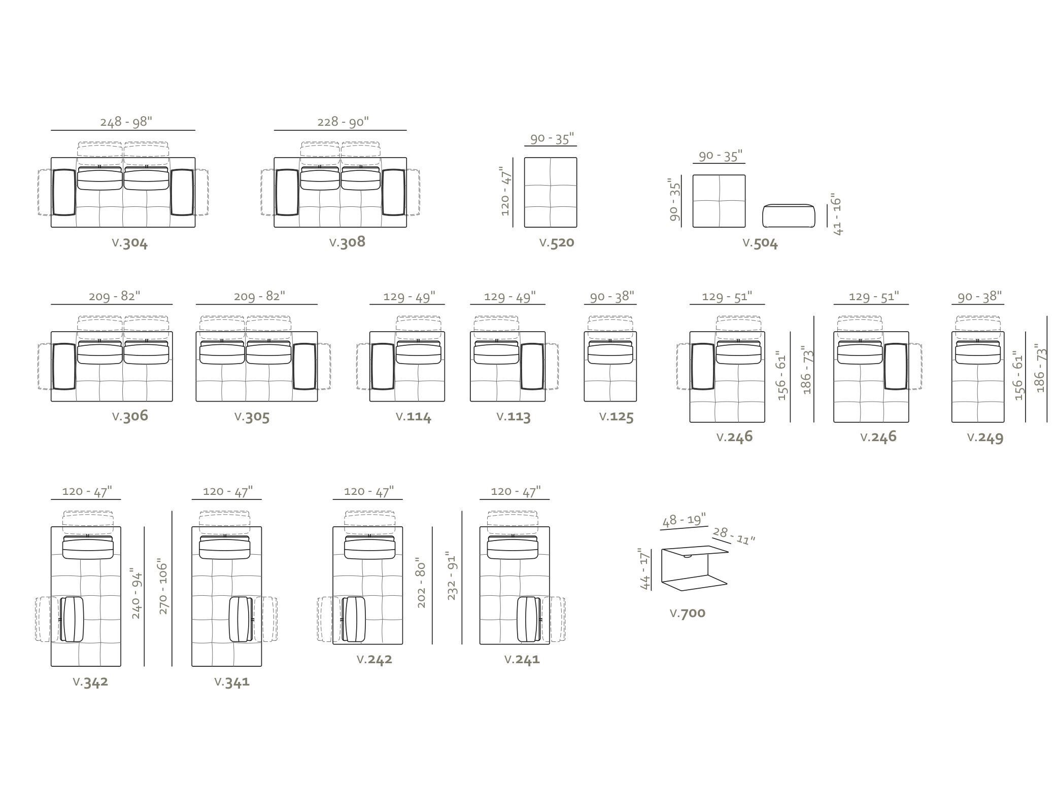 Ткань линейный диван Max Divani ELLA ARCH-00108833 - Вид №2