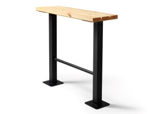 Высокий прямоугольный стол для общественных мест из стали и дерева