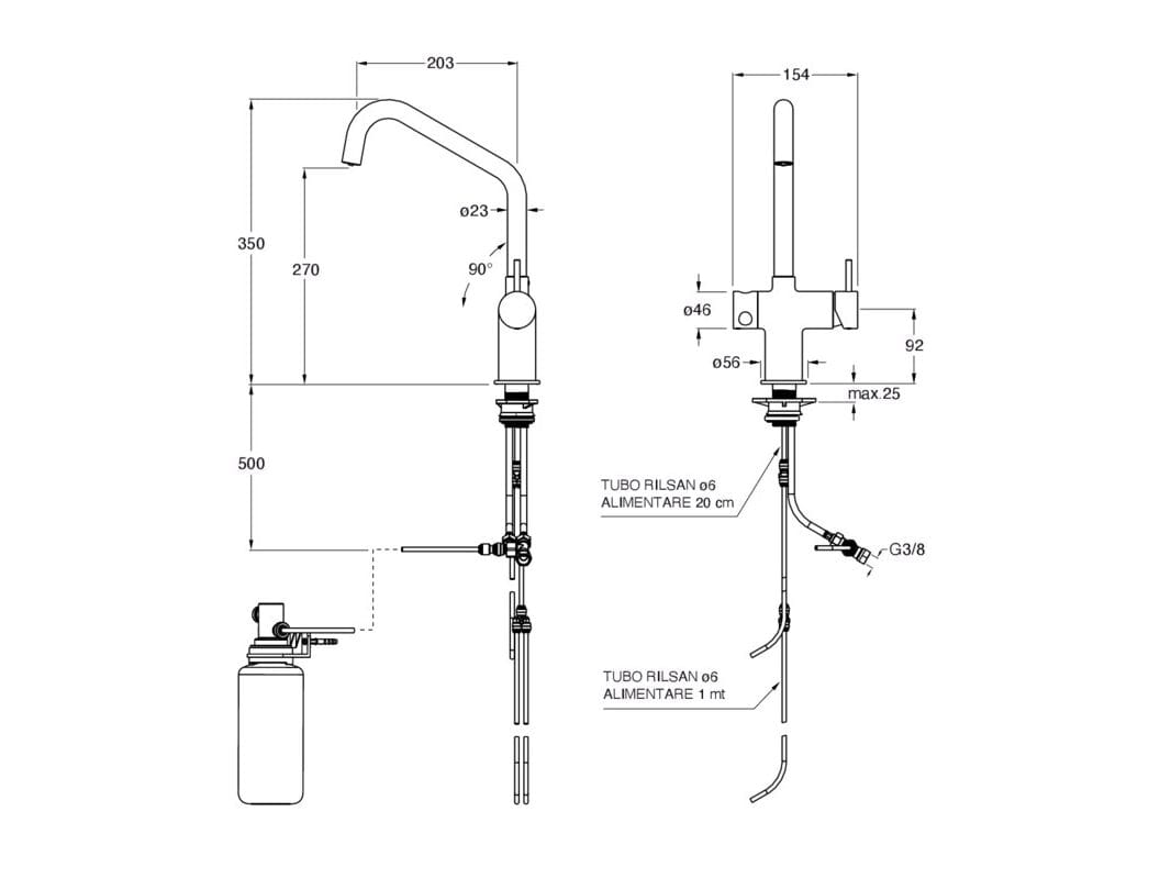 Смеситель для кухни с одной ручкой CRISTINA Rubinetterie кухня-современная коллекция ARCH-00060031 - Вид №1