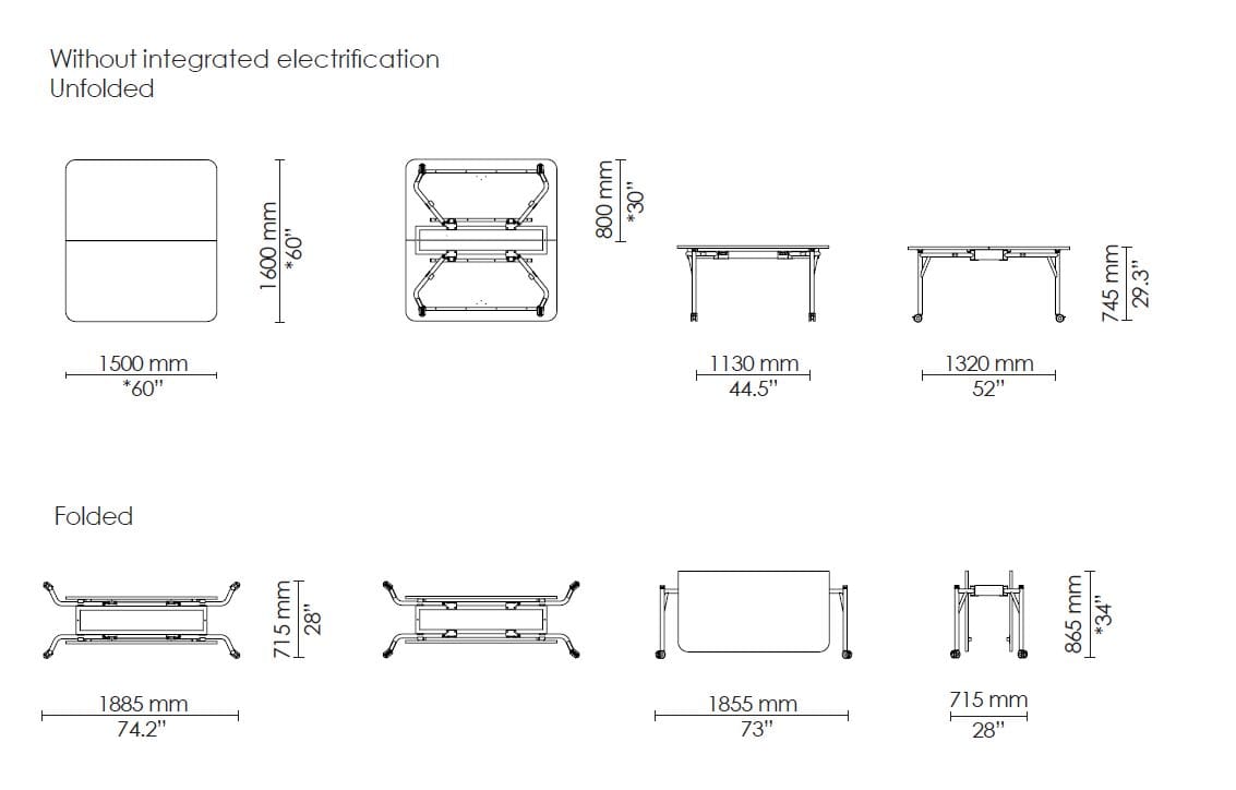 Деревянный квадратный складной стол на колесах Howe Folding Surfaces ARCH-00066352 - Вид №4
