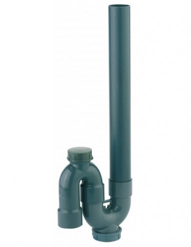 802200 093 00  Сифон для стиральной машины, с вертикальным выпуском Д. поворотный 40 мм, 2 сливные пробки, серый ПВХ Valentin Серый  - Вид №1