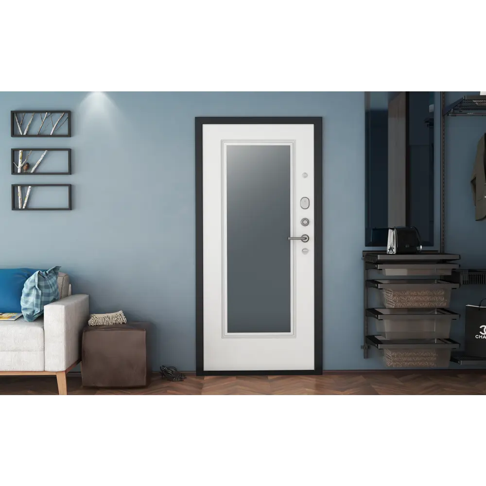 Дверь входная металлическая Премиум New 98x205 см правая белый с зеркалом DOORHAN STLM-2141398 - Вид №6