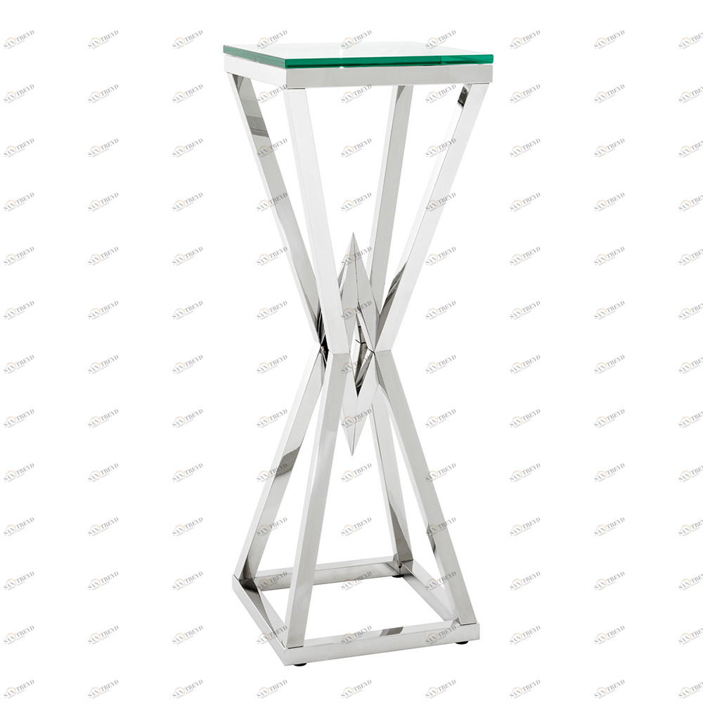 Колонна со стеклянной столешницей 100х35 см прозрачная Column Connor EICHHOLTZ  00-3883345 Прозрачный;серебро 