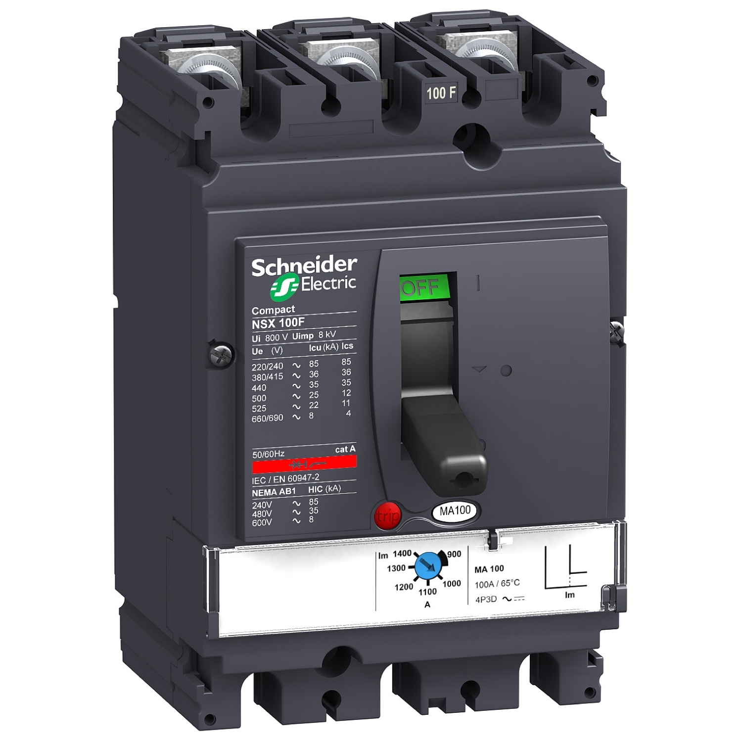 LV429741 Силовой автомат NSX 100, MA, 36кА, 3P, 50А Schneider Electric Compact 
