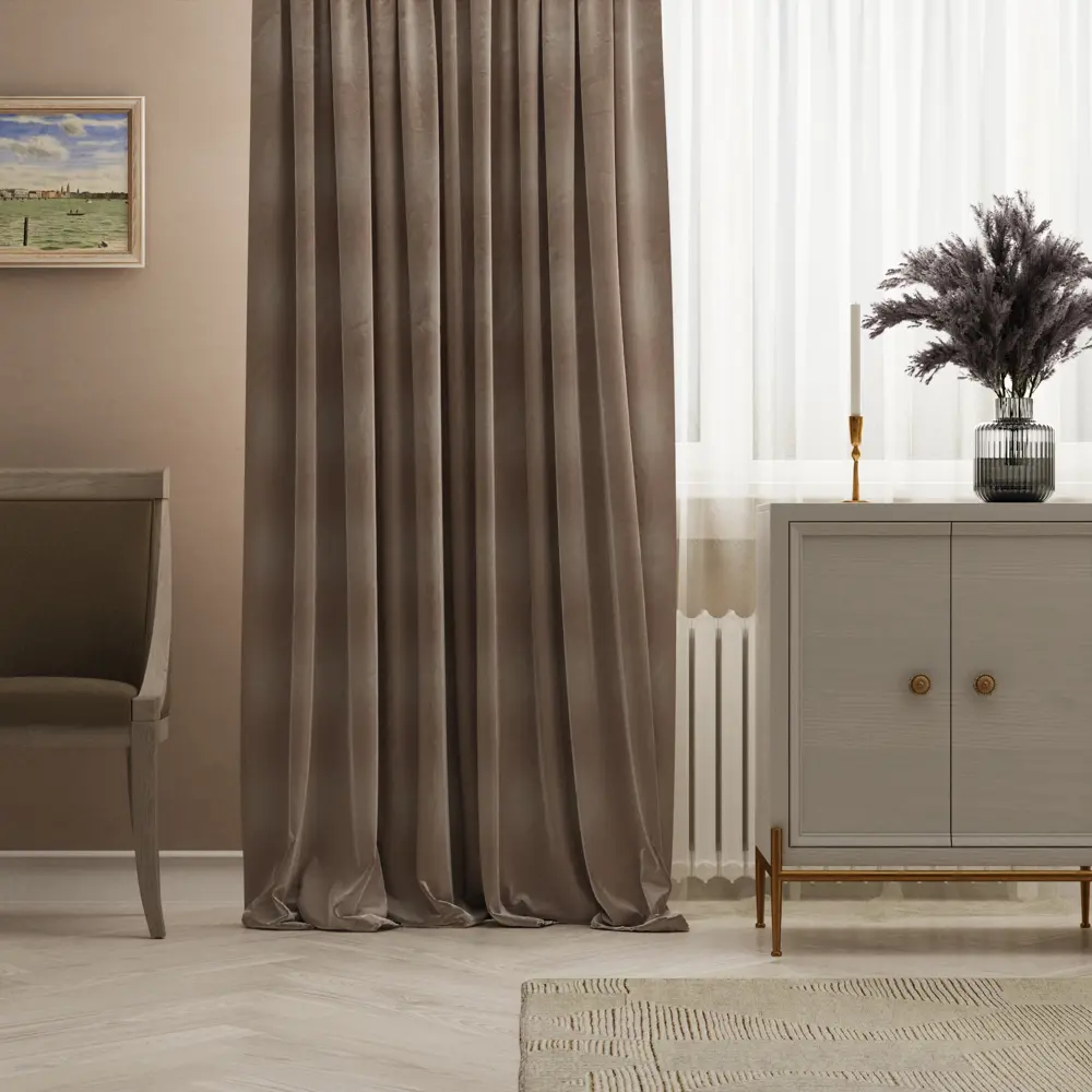 Штора на ленте Inspire Lebet 140x260 см цвет серо-коричневый 83562003 STLM-2149224 