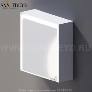 Agape 4x4 Зеркало с подсветкой: длина 40 см, ширина 40 см, в аллюминевом коробе с полками белое матовое A4X4286Z