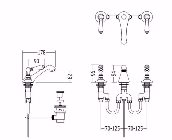 Devon&Devon Смеситель для раковины на 3 отверстия Dandy sun-id-1500354 - Вид №2