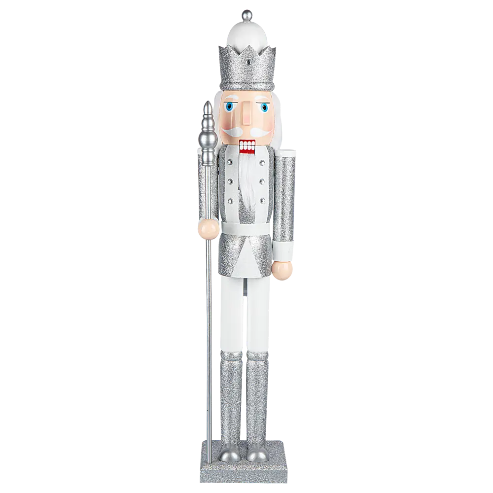 89369005 Декоративная фигура Щелкунчик деревянный 80x20 см серебристый STLM-1373668 Santreyd Christmas - Вид №3