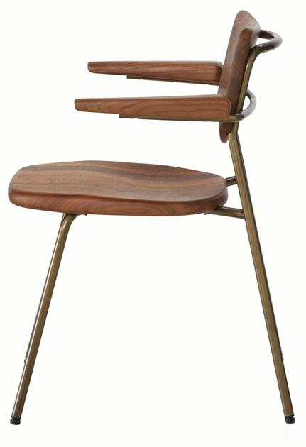 BassamFellows Штабелируемый стул из нержавеющей стали и дерева с подлокотниками Pipe Cb-580 - Вид №2