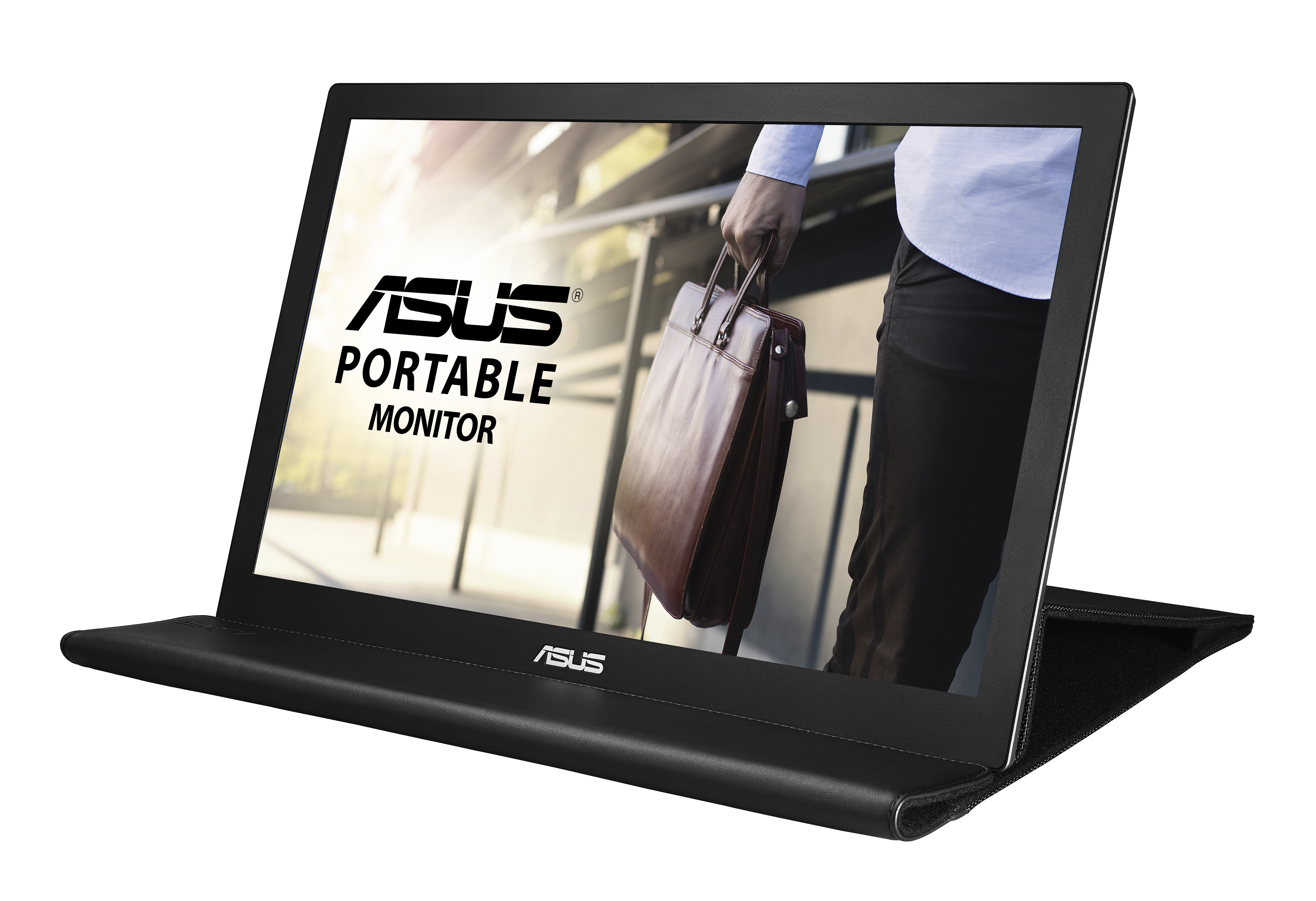90LM00I0-B01170 mb168b 15.6" wide led hd portable usb-powered monitor, 16:9, 1366 x 768 , 11ms, 200 cd/m2 , 500 :1, 90°(h), 65°(v), usb 3.0, smart case, single usb 3.0 cable for power and data transmission, silver black ASUS Santreyd  - Вид №4