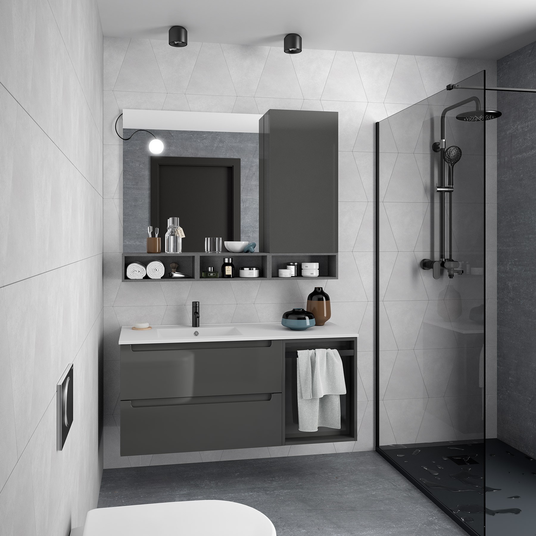 22900 SALGAR Модуль АЛЬЯНС 400 горизонтальный вертикальный 1 полка CARBON-TX 400 x 150 x 162 мм  - Вид №1