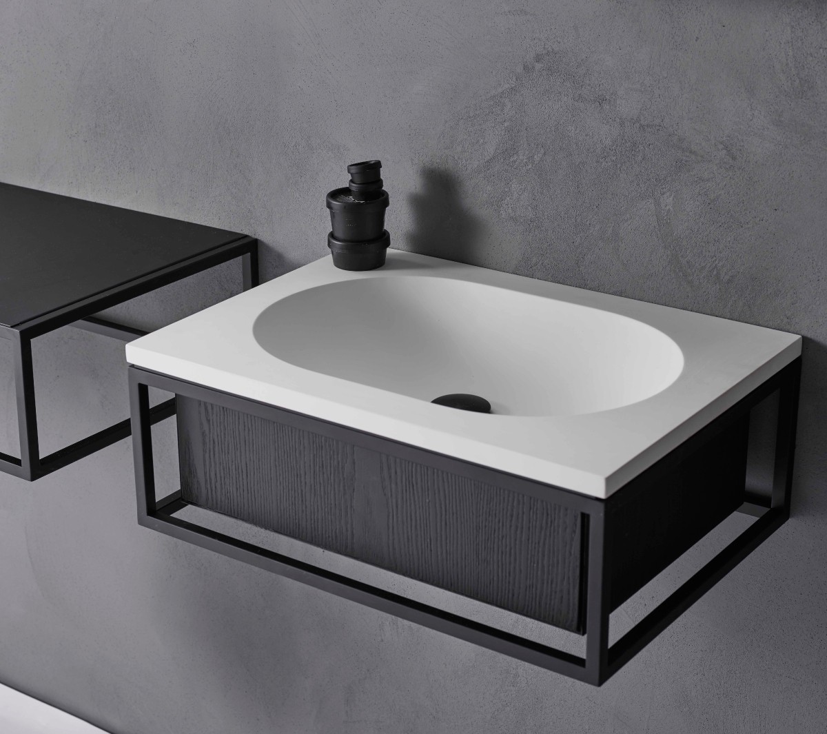 comp-composizione gs3b Подвесная раковина настенная прямоугольная Ex.T Frame черная - Вид №2