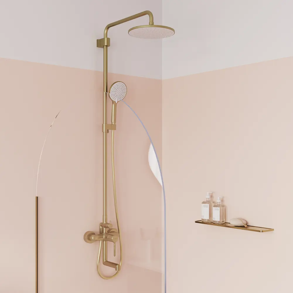 Душевая система Iddis Aiger AIGMG3Fi06 со смесителем 3 режима цвет золото STLM-2054222