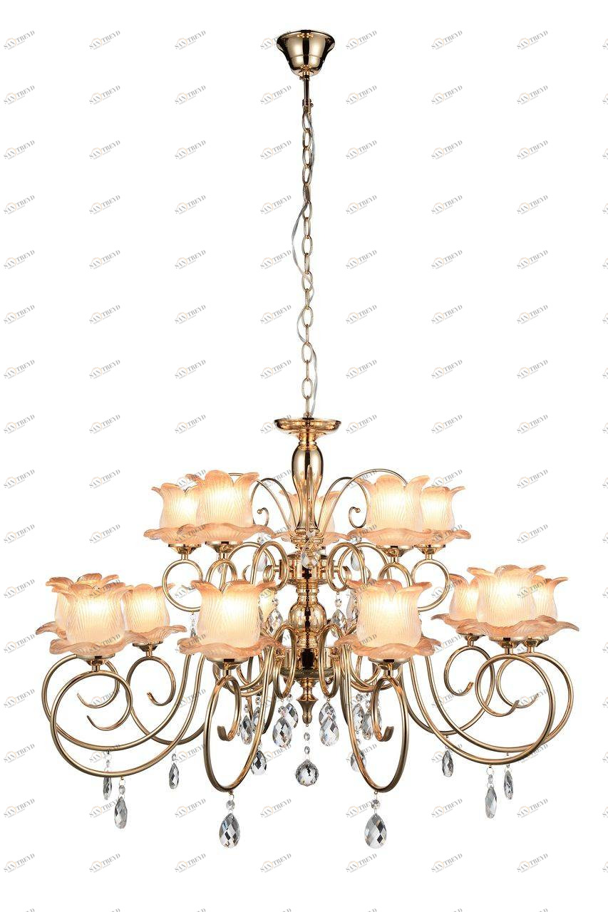 Подвесная люстра ST Luce Lussuoso SL668.203.15 бежевая ST LUCE ДИЗАЙНЕРСКИЕ, LUSSUOSO, ДВУХЪЯРУСНЫЕ 059527 Бежевый 