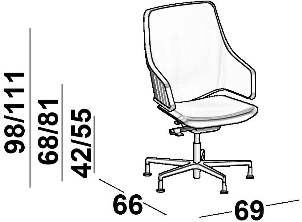 Luxy Регулируемое по высоте 5-спицевое кресло для залов ожидания Italia sun-id-1457527 - Вид №5