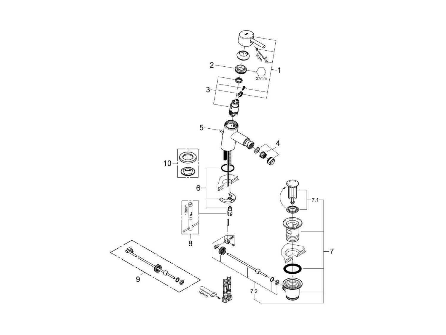 Однорычажный смеситель для биде с поворотным горлышком Grohe концепция ARCH-00134192 - Вид №3