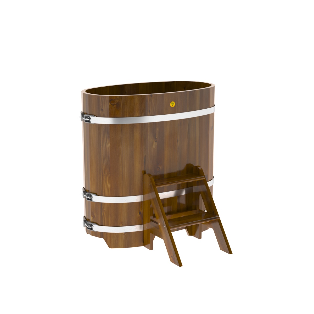 2248 Купель овальная из лиственницы Рустик 0,59х1,06х1,1 морёная Alyarus  - Вид №1