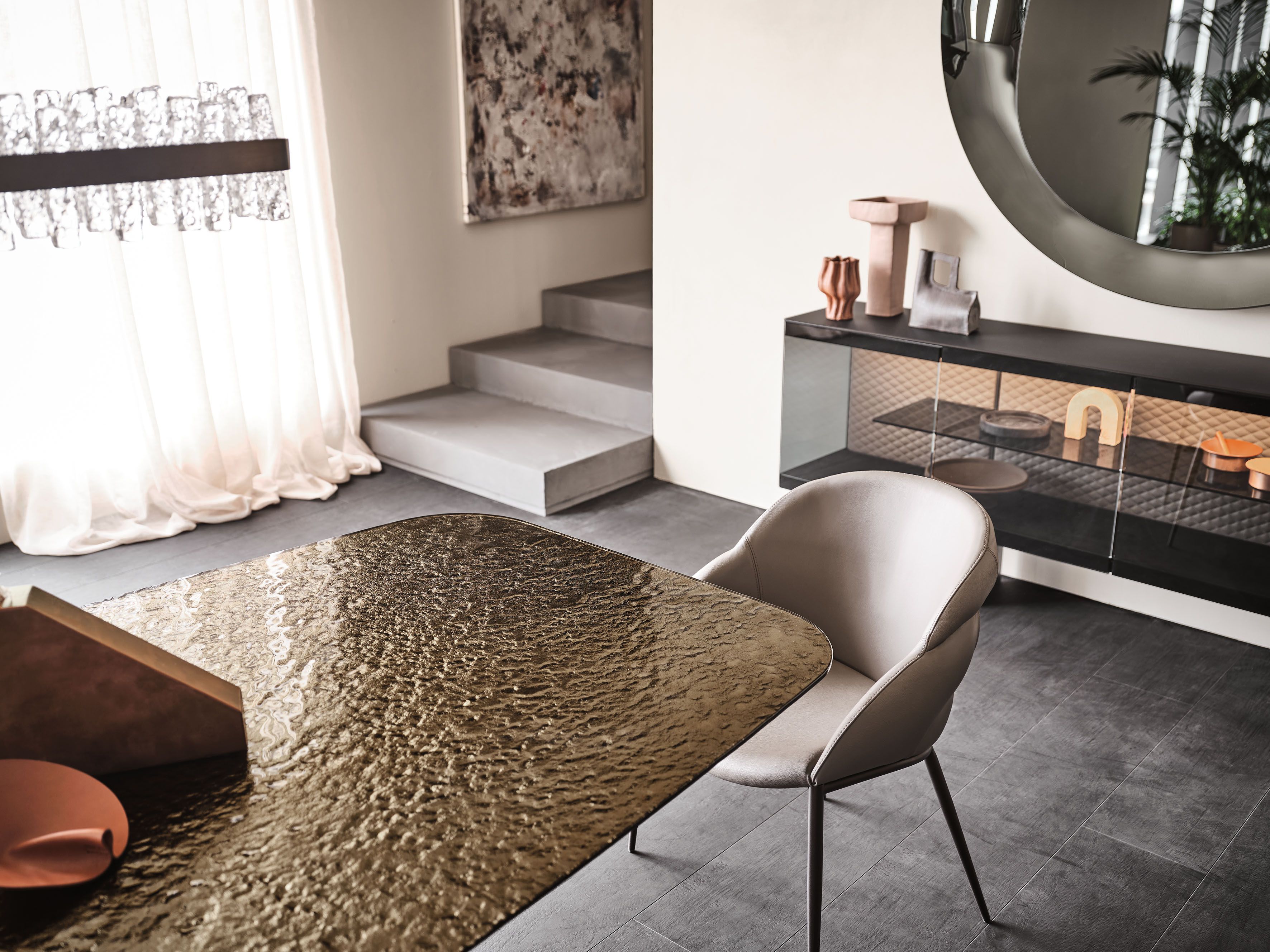 Стальной и стеклянный бочковый стол Cattelan italia LANCER MOONGLASS ARCH-00072460 - Вид №3