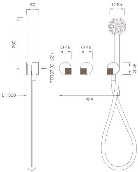 Ceadesign Настенный комплект из 2 смесителей для ванны / душа с ручным душем Duet Det 34y - Вид №1