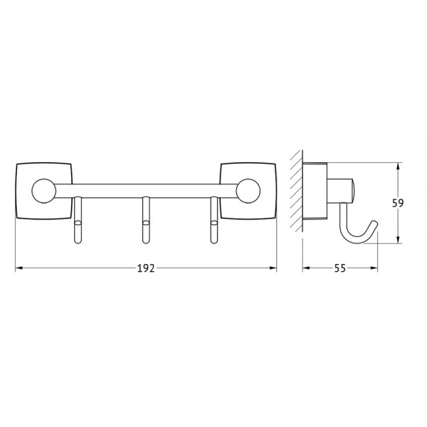 Держатель с 3-мя крючками 20 см FBS (Чехия) ESP 024 sun-id-561275 - Вид №1