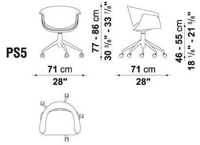 B&B Italia Project 5-спицевый тканевый стул на колесиках Sina sun-id-1363513 - Вид №4
