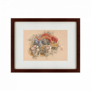 Картина в деревянной раме 47х60 см Turkish araba drawn by two white oxen, Constantinople, 1850 КАРТИНЫ В КВАРТИРУ  135559 Бежевый;белый;коричневый;разноцветный