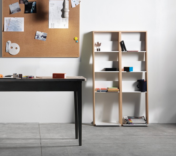 Ex.T Storage Lean Tall Стеллаж из дуба и алюминия EXLEANTALLROV  - Вид №1