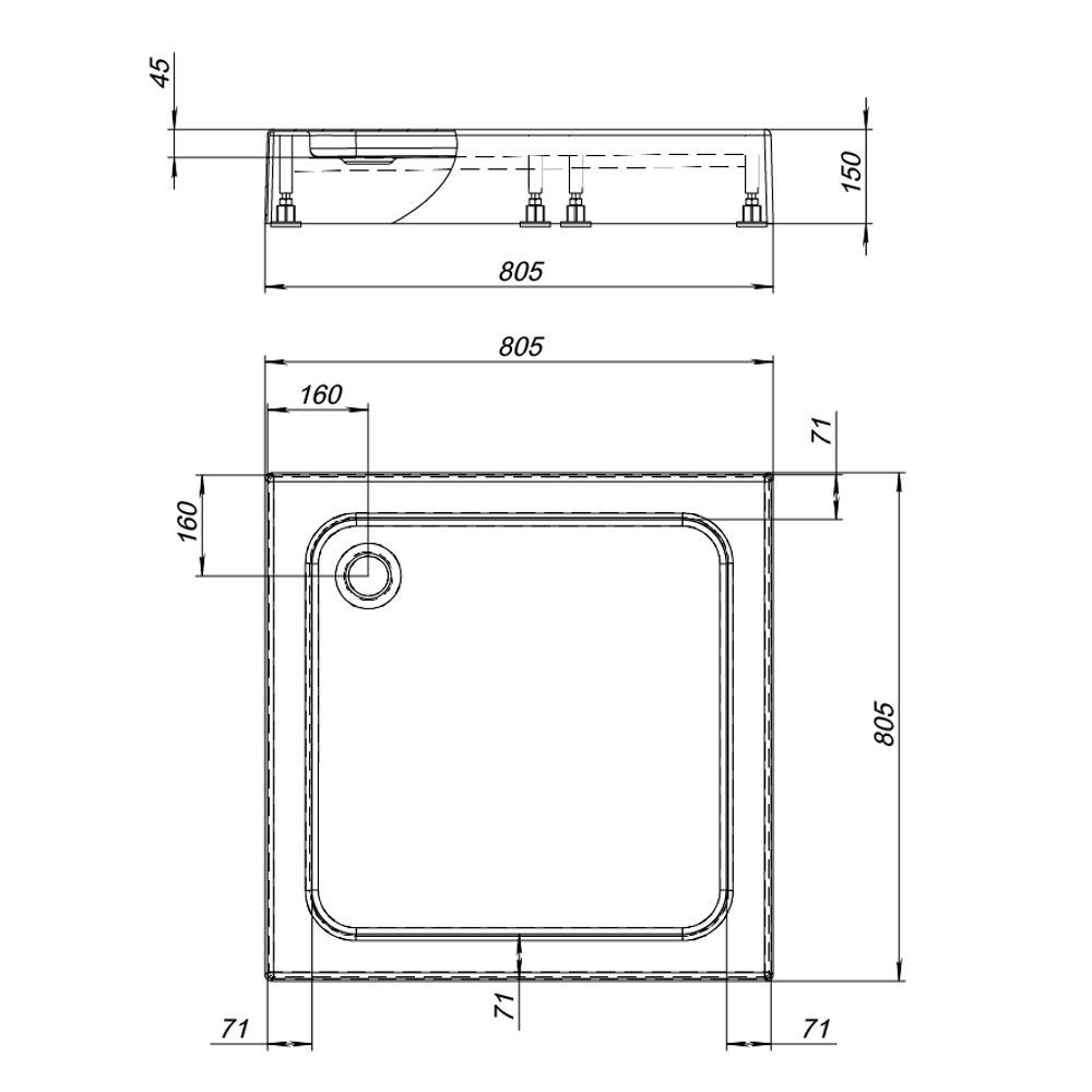 Душевой поддон акриловый 80x80 см прямой Santreyd 253606 STLM-2054937 - Вид №6