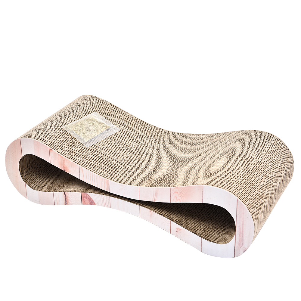 ПР0050049 Когтеточка для кошек Wood Print Лежанка Волна картон 45х20х12,8см Foxie 