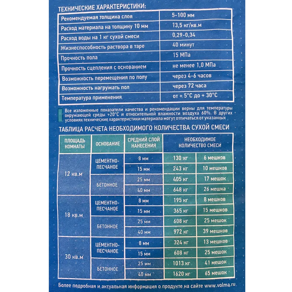 Волма Нивелир Экспресс - самовыравнивающаяся смесь для пола 25 кг 87481463 STLM-0074002 - Вид №2